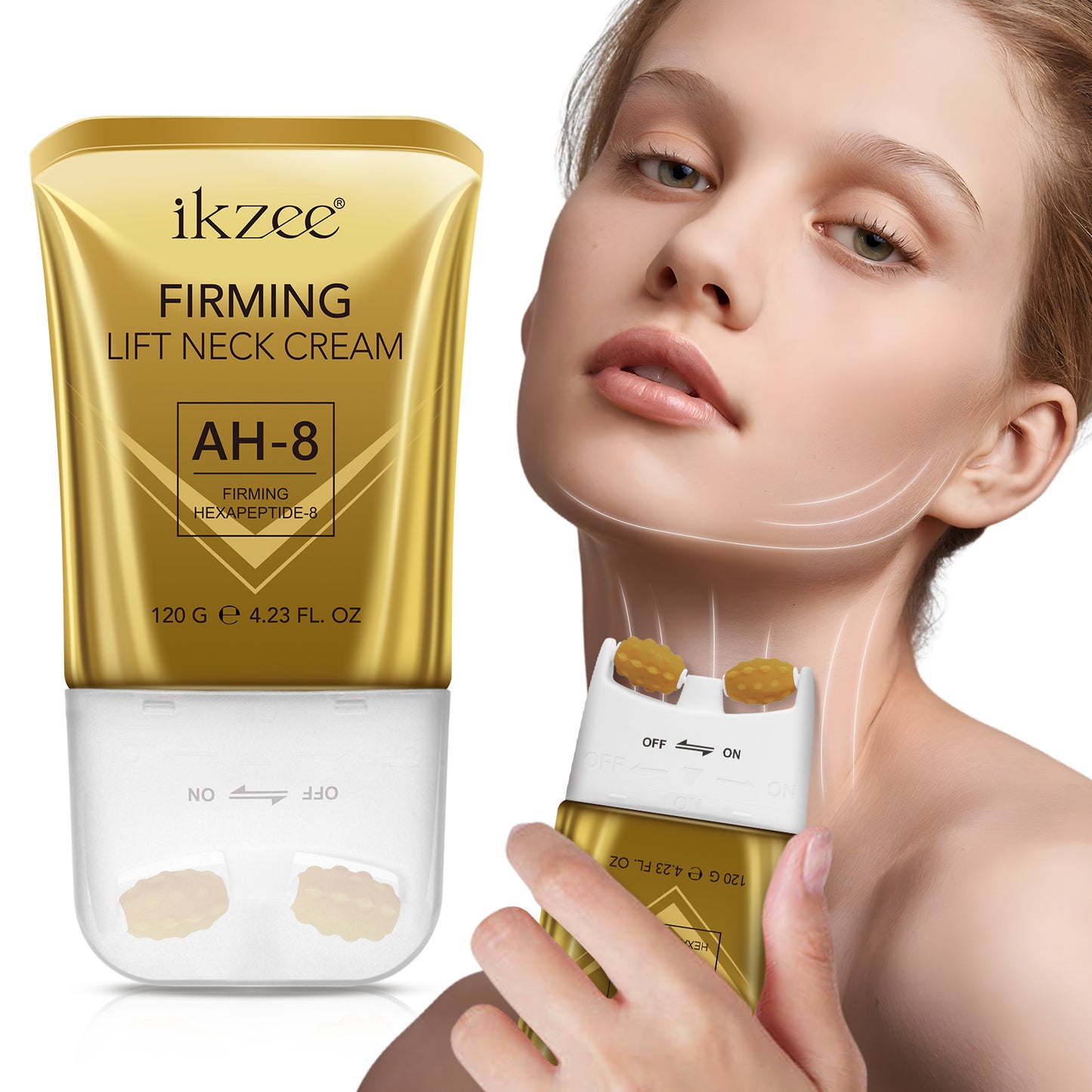 ikzee Neck Massage Cream Moisturizing Cream tightens the skin. The neck cream relaxes the neck, nourishes the skin and moisturizes it