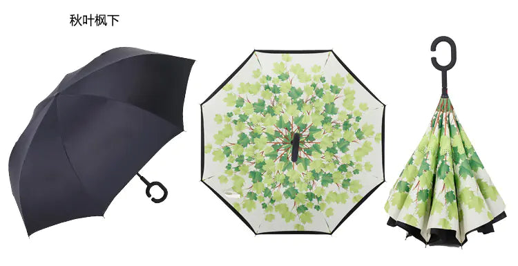 Creative Double Layer Inverted Umbrella with C-Handle