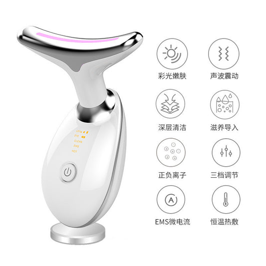 Neck Wrinkle Removal Color Light Lifting beauty device, Micro Ultrasonic vibration Skin rejuvenation device, Deep Cleansing and neck Beauty device