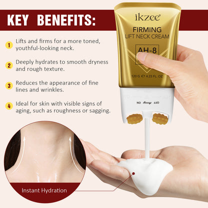ikzee Neck Massage Cream Moisturizing Cream tightens the skin. The neck cream relaxes the neck, nourishes the skin and moisturizes it