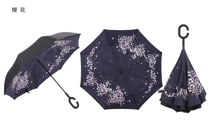 Creative Double Layer Inverted Umbrella with C-Handle