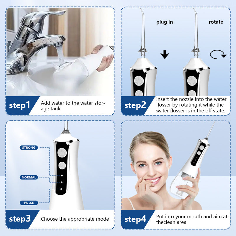 Portable household electric water sprayer, dental wire cleaner and oral care cleaner