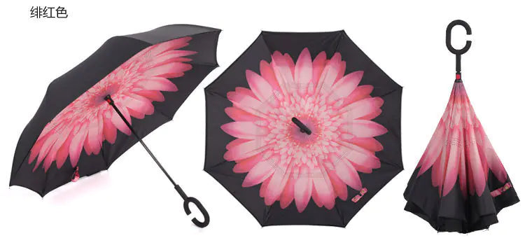 Creative Double Layer Inverted Umbrella with C-Handle