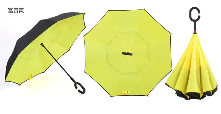 Creative Double Layer Inverted Umbrella with C-Handle