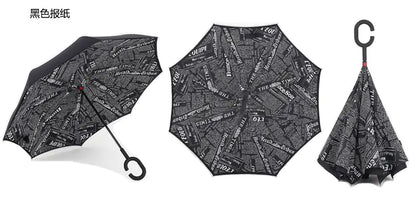 Creative Double Layer Inverted Umbrella with C-Handle