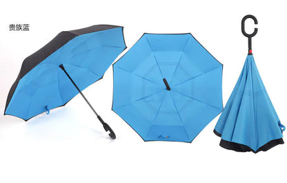 Creative Double Layer Inverted Umbrella with C-Handle