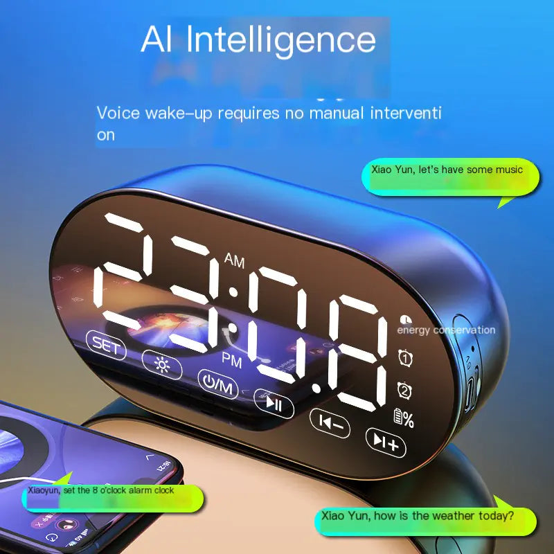 AI Bluetooth Speaker Alarm Clock - Multifunctional Sound