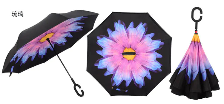 Creative Double Layer Inverted Umbrella with C-Handle