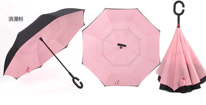Creative Double Layer Inverted Umbrella with C-Handle