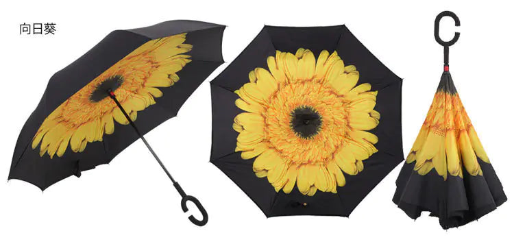 Creative Double Layer Inverted Umbrella with C-Handle