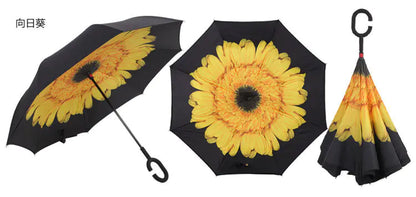 Creative Double Layer Inverted Umbrella with C-Handle