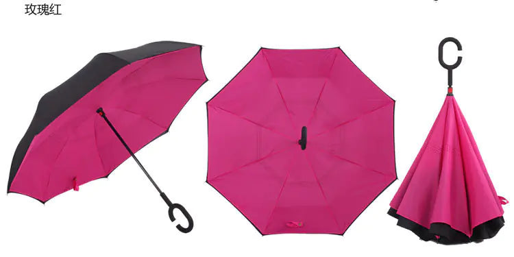 Creative Double Layer Inverted Umbrella with C-Handle