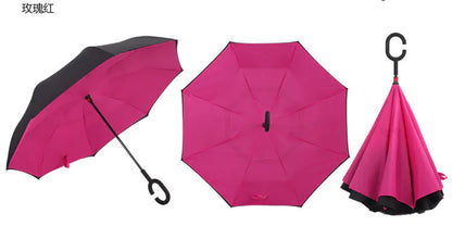 Creative Double Layer Inverted Umbrella with C-Handle