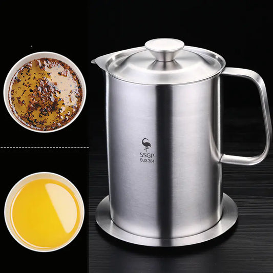 304 Stainless Steel Oil Filter Jug - Large Capacity