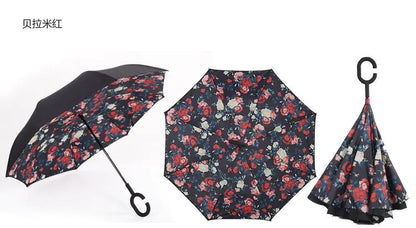 Creative Double Layer Inverted Umbrella with C-Handle