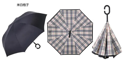 Creative Double Layer Inverted Umbrella with C-Handle