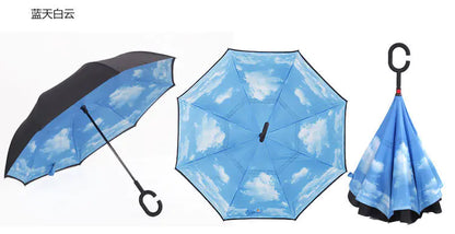 Creative Double Layer Inverted Umbrella with C-Handle