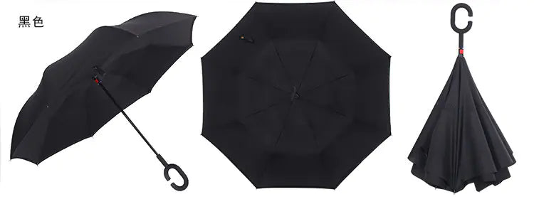 Creative Double Layer Inverted Umbrella with C-Handle