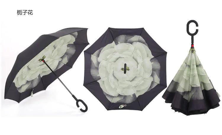 Creative Double Layer Inverted Umbrella with C-Handle