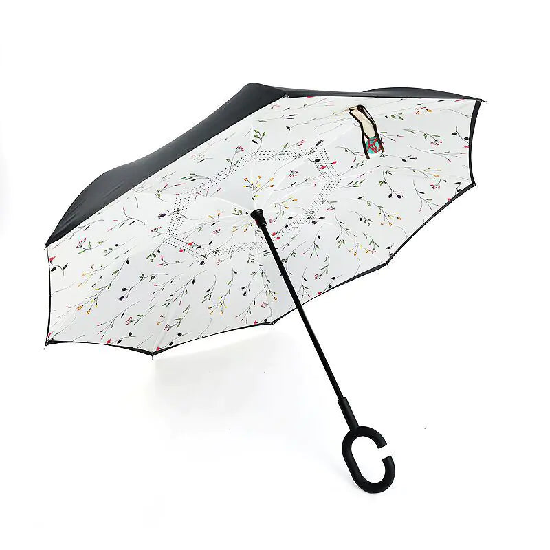 Creative Double Layer Inverted Umbrella with C-Handle