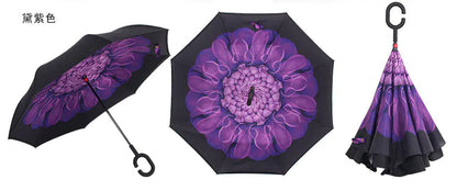 Creative Double Layer Inverted Umbrella with C-Handle