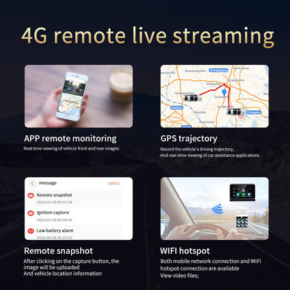 4G dashcam, high-definition 2K wide-angle starlight night vision, remote monitoring GPS