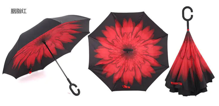 Creative Double Layer Inverted Umbrella with C-Handle