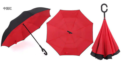 Creative Double Layer Inverted Umbrella with C-Handle
