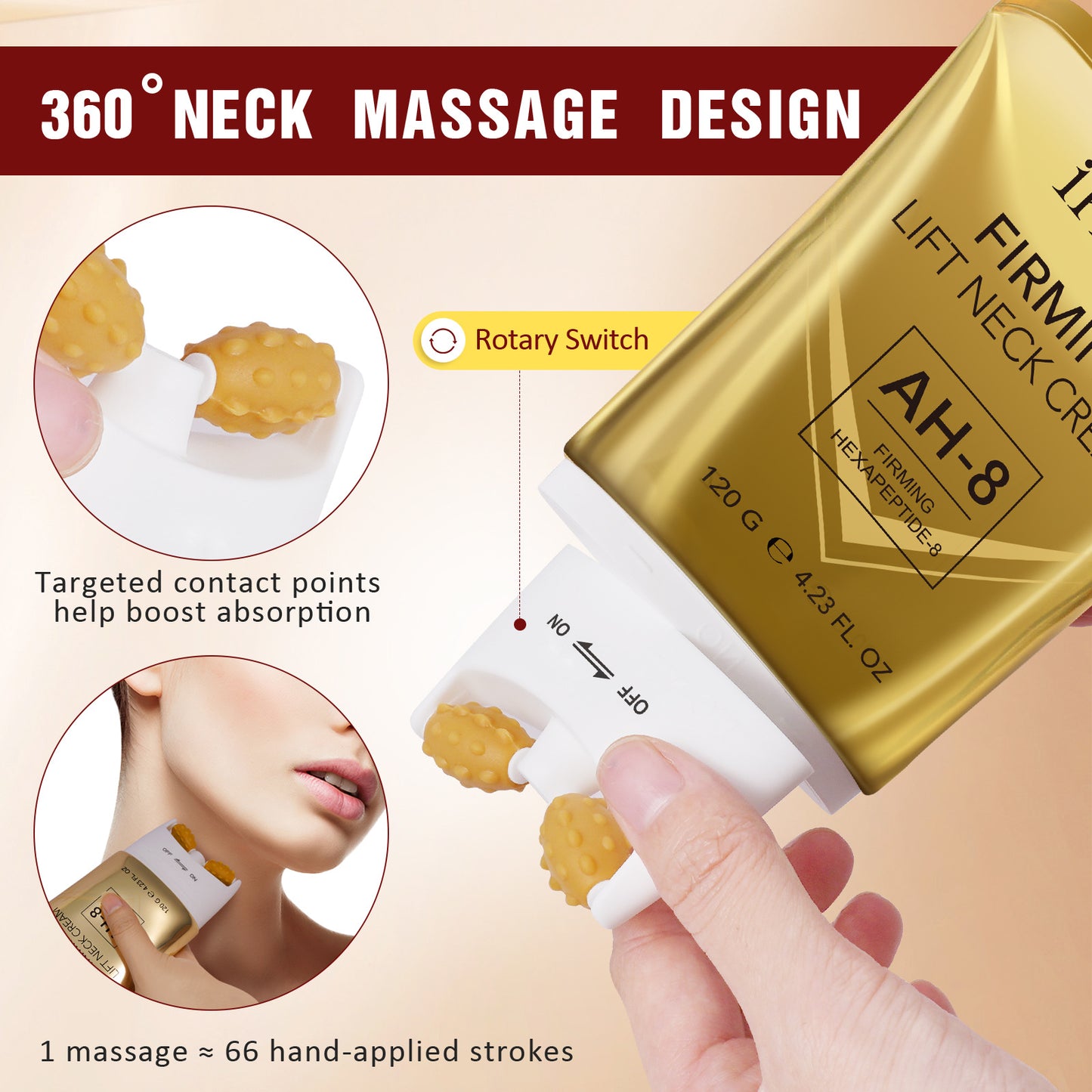 ikzee Neck Massage Cream Moisturizing Cream tightens the skin. The neck cream relaxes the neck, nourishes the skin and moisturizes it