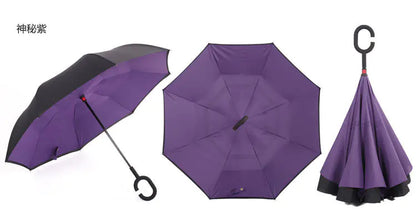 Creative Double Layer Inverted Umbrella with C-Handle
