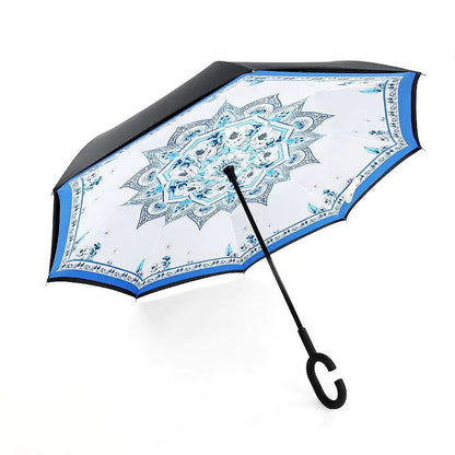 Creative Double Layer Inverted Umbrella with C-Handle