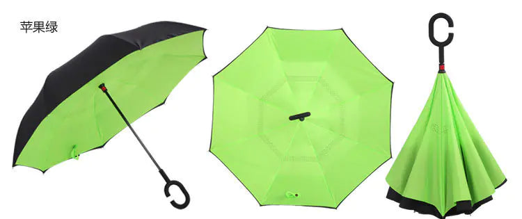 Creative Double Layer Inverted Umbrella with C-Handle