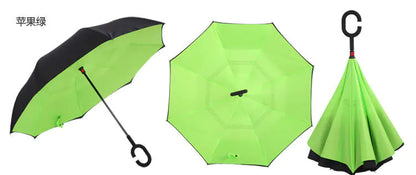 Creative Double Layer Inverted Umbrella with C-Handle
