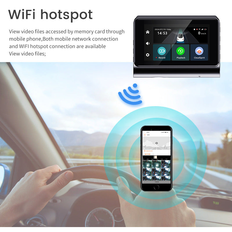 4G dashcam, high-definition 2K wide-angle starlight night vision, remote monitoring GPS