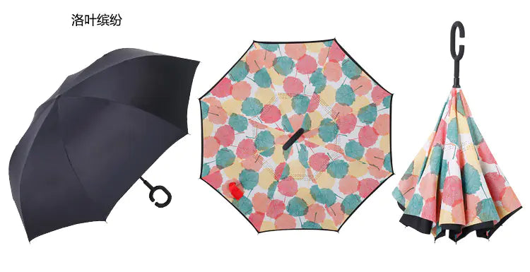 Creative Double Layer Inverted Umbrella with C-Handle