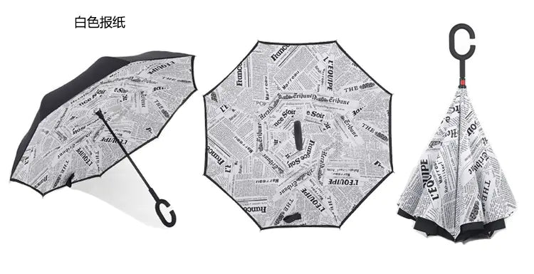 Creative Double Layer Inverted Umbrella with C-Handle