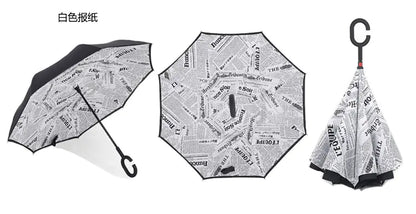 Creative Double Layer Inverted Umbrella with C-Handle