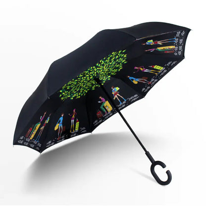 Creative Double Layer Inverted Umbrella with C-Handle