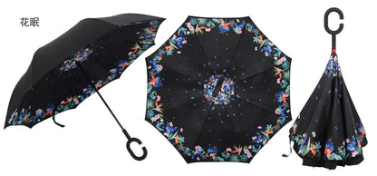 Creative Double Layer Inverted Umbrella with C-Handle