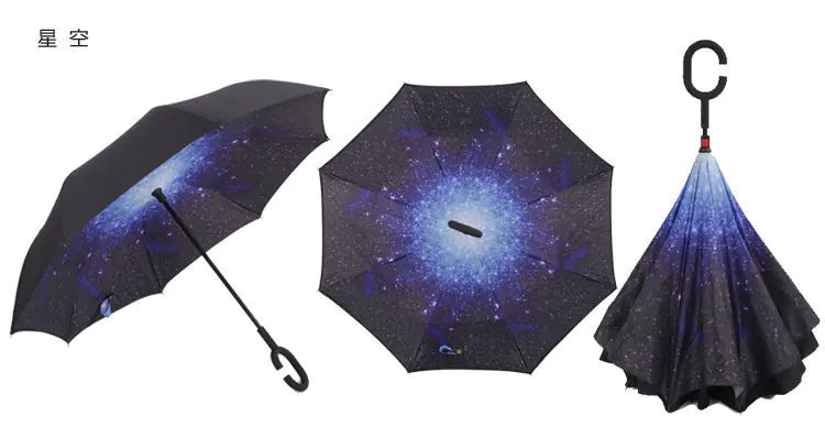 Creative Double Layer Inverted Umbrella with C-Handle