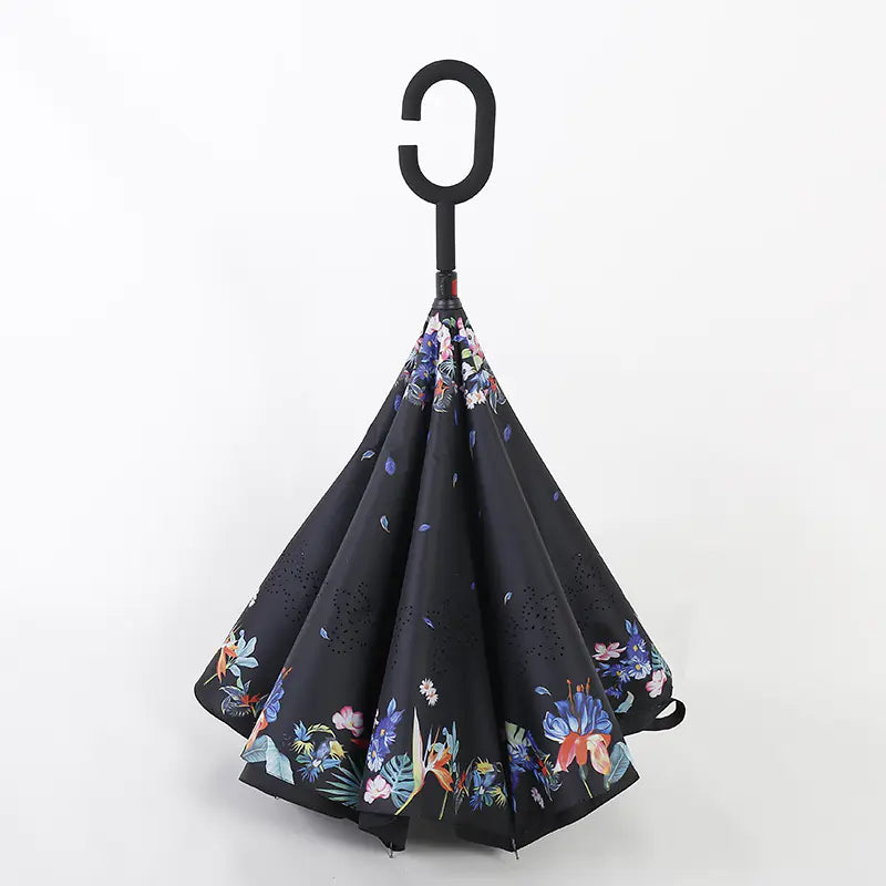 Creative Double Layer Inverted Umbrella with C-Handle