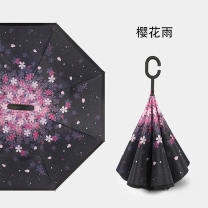 Creative Double Layer Inverted Umbrella with C-Handle