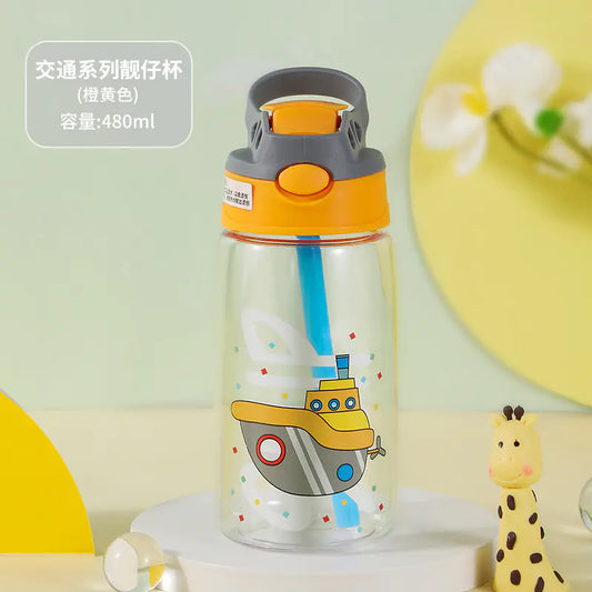 Creative Kids Straw Water Cup - Cartoon Duck Design