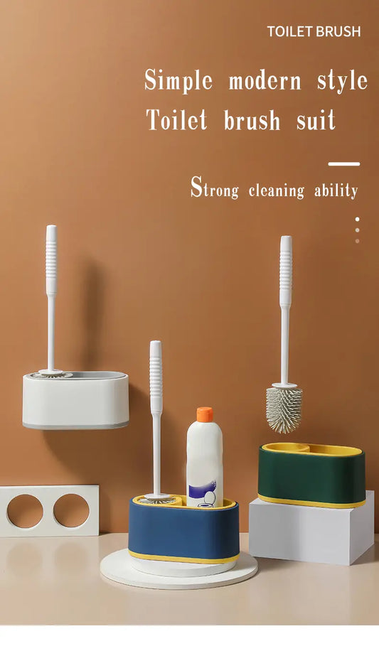 Silicone Toilet Brush Set with Wall Mounted Stand